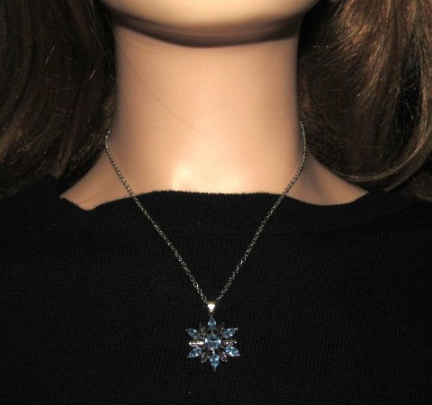 Lovely Blue Winter Snowflake Necklace