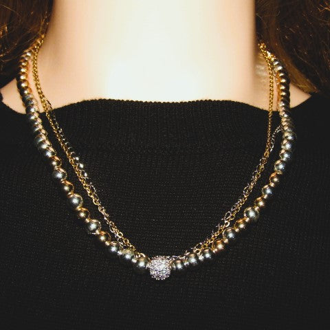 Beautiful Silver and Gold Hematite Necklace