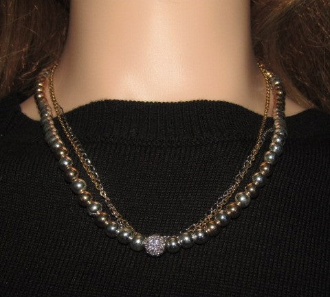 Beautiful Silver and Gold Hematite Necklace