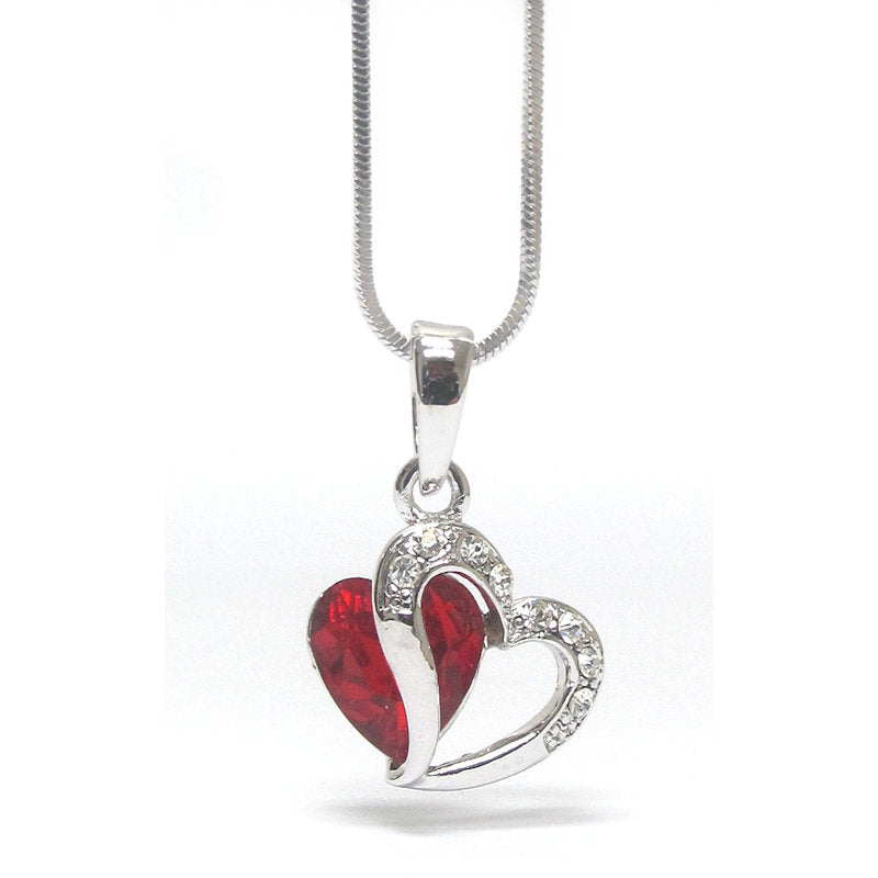 Stunning Red Crystal Heart Necklace