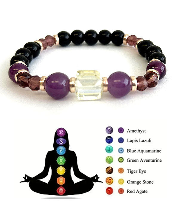 Amethyst and Black Garnet Yoga Bracelet