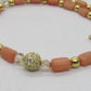 Exceptional Crystal and Buri, Peach, and Cream Beaded Necklace Set with Cubic Zirconia - handcrafted by Artistry Jewelry