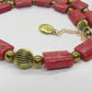 Beautiful Coral Rectangles, Antique Gold Rds, GP Hematite Semi-precisous Beaded Necklace handcrafted by Artistry Jewelry