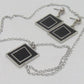 Exciting Silver and Black, Geo, Stainless Steel Chain Necklace Set- by Artistry Jewelry