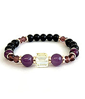 Amethyst and Black Garnet Yoga Bracelet