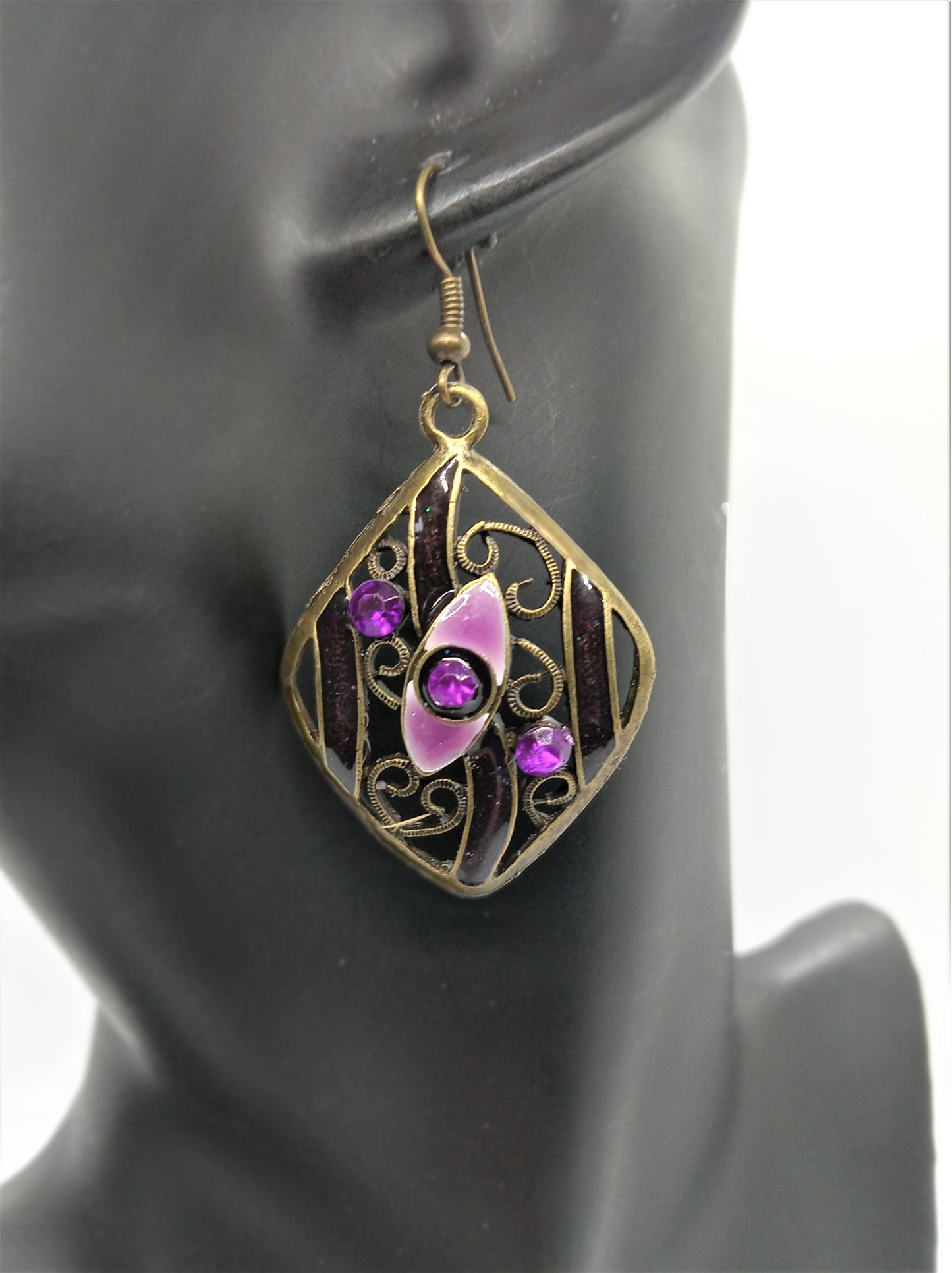 Lovely Bronze and Purple Earrings