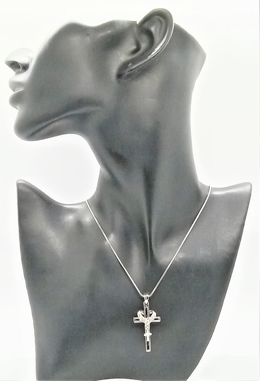 Stunning Heart and Cross Pendant Necklace