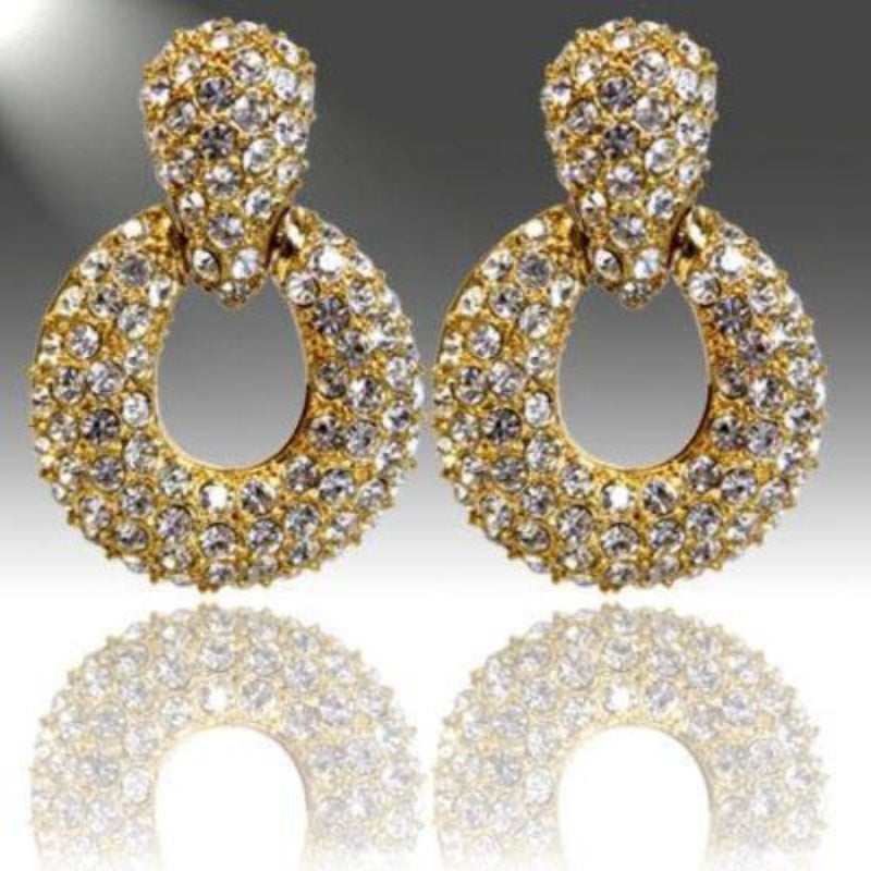 Beautiful Golden Rhinestone Earrings