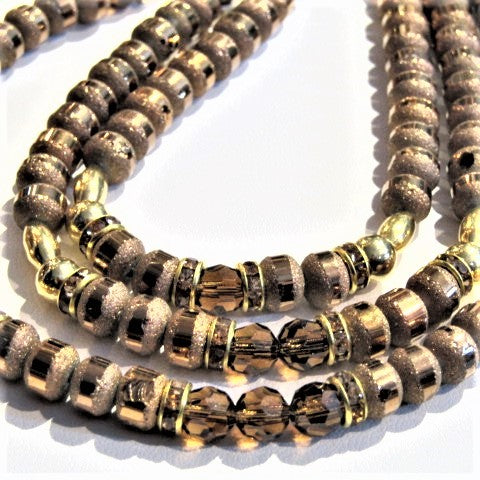 Stunning Golden Cocoa Matinee  Necklace Set