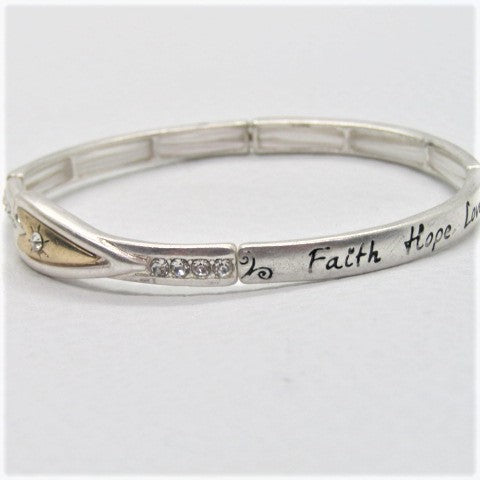 Lovely "Faith Hope and Love" Heart Bracelet
