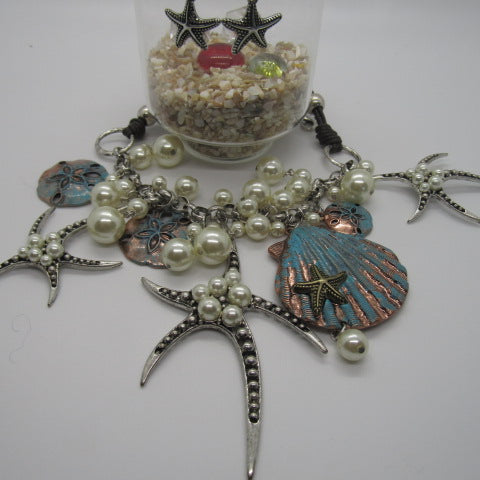 Gorgeous Starfish and Shell Statement Necklaces Set