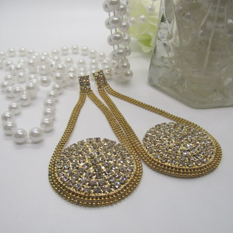 Gorgeous Large Rhinestone and Gold Chandelier Earrings