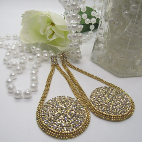 Gorgeous Large Rhinestone and Gold Chandelier Earrings