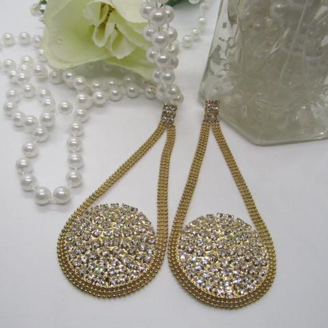 Gorgeous Large Rhinestone and Gold Chandelier Earrings