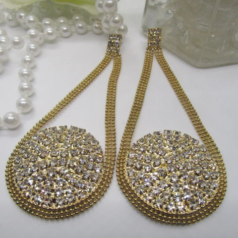 Gorgeous Large Rhinestone and Gold Chandelier Earrings