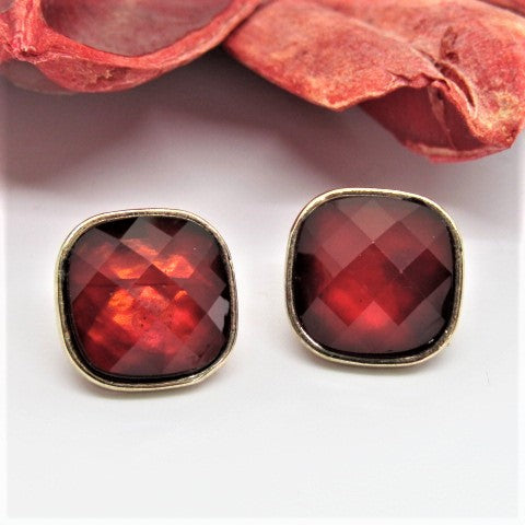 Fiery Red Stud Earrings