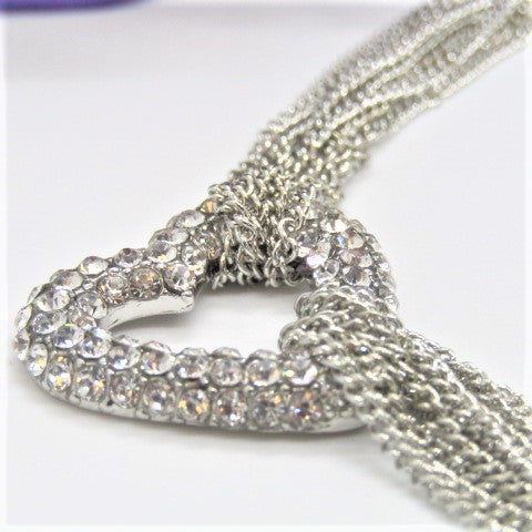 Multi Chain PAVE Heart Necklace