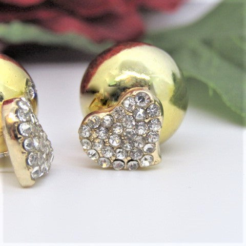 Lovely Gold Heart Double Sided Earrings