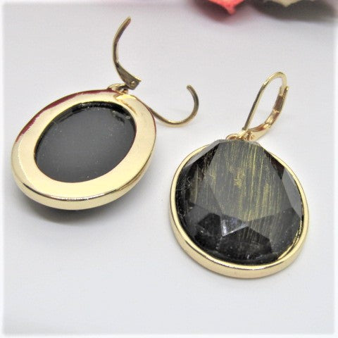 Faceted Oval Stone Earrings