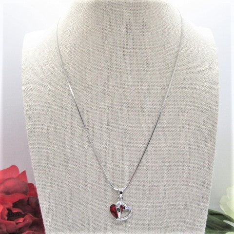 Stunning Red Crystal Heart Necklace