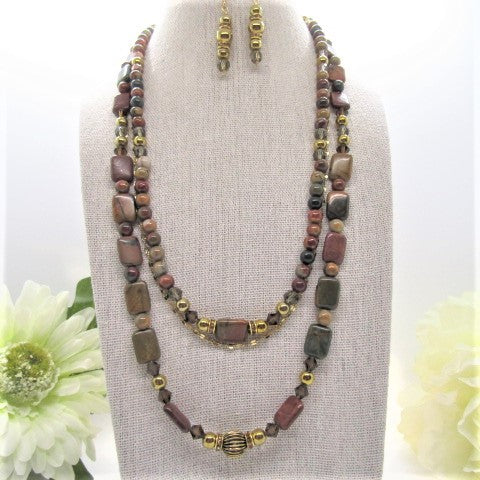 Fabulous Picasso Jasper Princess Necklace Set