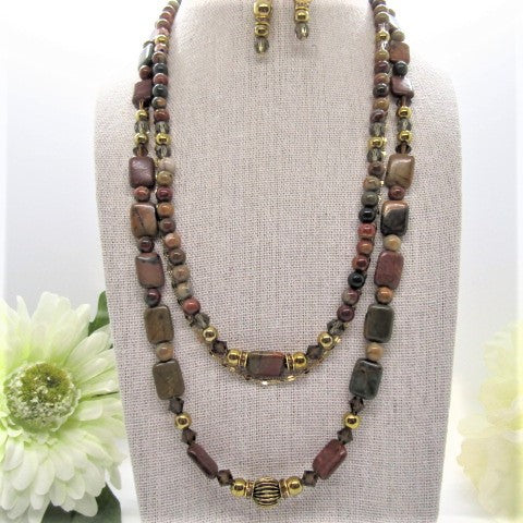 Fabulous Picasso Jasper Princess Necklace Set