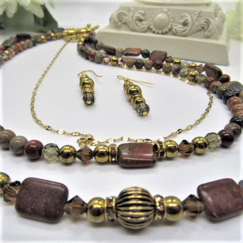 Fabulous Picasso Jasper Princess Necklace Set