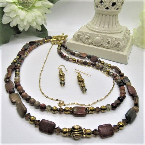 Fabulous Picasso Jasper Princess Necklace Set