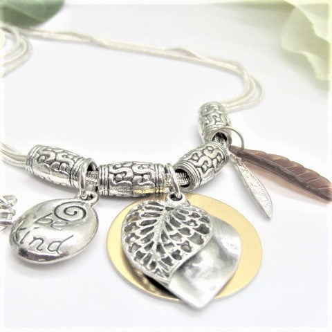 Charming "Be Kind" Matinee Necklace Set