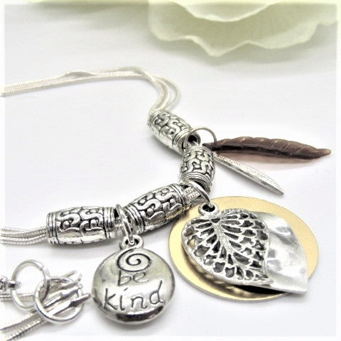 Charming "Be Kind" Matinee Necklace Set