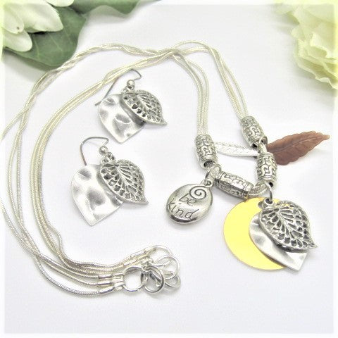 Charming "Be Kind" Matinee Necklace Set