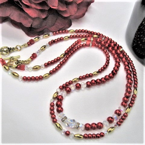 Beautiful Red Crystal Princess Necklace