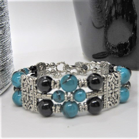 Gorgeous Black and Turquoise Bracelet