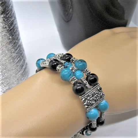 Gorgeous Black and Turquoise Bracelet