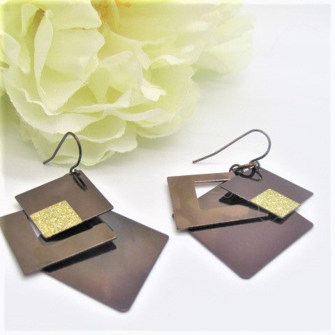 Lovely Brown and Gold Earrings
