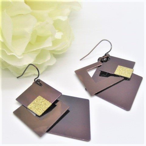 Lovely Brown and Gold Earrings