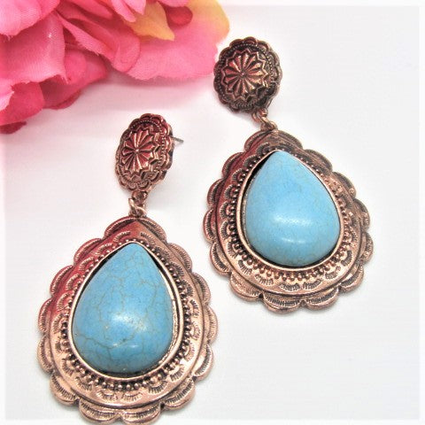 Lovely Copper Tone Teardrop Earrings