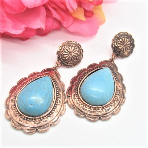 Lovely Copper Tone Teardrop Earrings