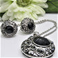 Elegant Black and Silver Necklace Set