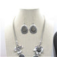 Breath Taking Black and Silver Flower Necklace Set