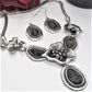 Breath Taking Black and Silver Flower Necklace Set