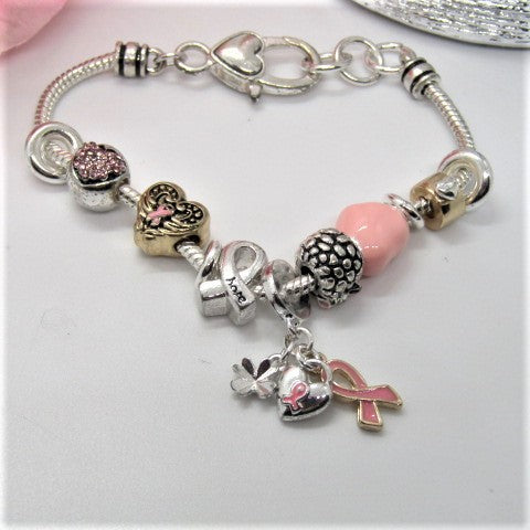 Lovely "Pink Ribbon and Hope" Bracelet