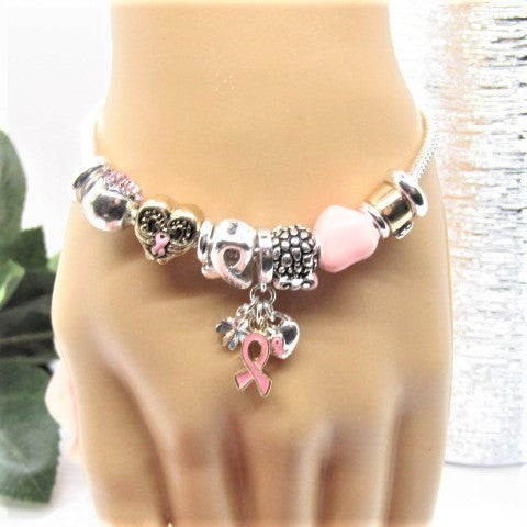 Lovely "Pink Ribbon and Hope" Bracelet