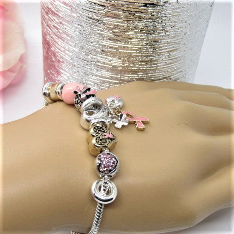 Lovely "Pink Ribbon and Hope" Bracelet