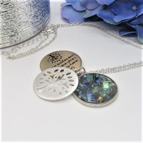 Lovely Triple Circle Abalone Necklace