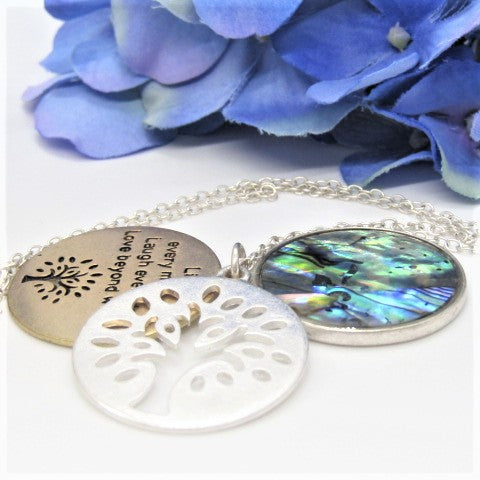 Lovely Triple Circle Abalone Necklace