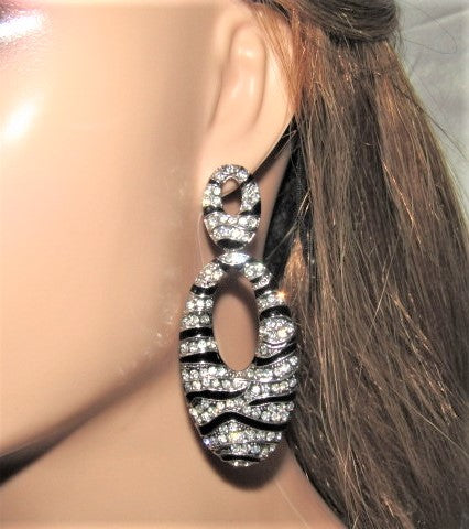 Enchanting Black and Silver Striped Earrings