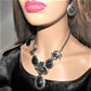 Breath Taking Black and Silver Flower Necklace Set