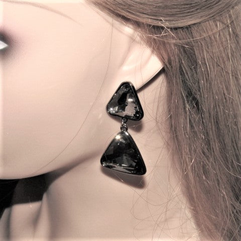 Gorgeous Triangles of Black Diamonds Earrings
