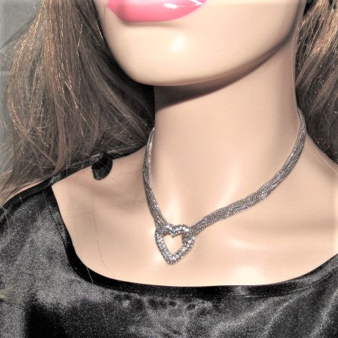 Multi Chain PAVE Heart Necklace